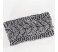 Hiver chaud oreille tricoté bandeau for femmes large extensible dame Turban cheveux accessoires(Gray)