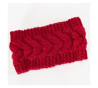 Hiver chaud oreille tricoté bandeau for femmes large extensible dame Turban cheveux accessoires(Red)