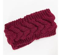 Hiver chaud oreille tricoté bandeau for femmes large extensible dame Turban cheveux accessoires(Wine Red)