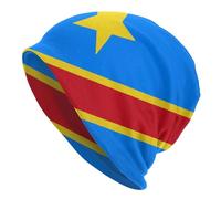 Hiver Chaud sans Bord Capuchon d’urinoir, Drapeau du Congo Kinshasa Zaïre Bonnet Chapeau Tricot Chapeau Vintage Automne Hiver Crânes Bonnets Chapeaux Unisexe Printemps Chaud Casquettes à Double Usage