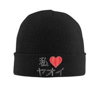 Hiver Chaud sans Bord Capuchon d’urinoir, I Coeur Amour Yaoi Chapeau Tricoté pour Femmes Hommes Bonnet Automne Hiver Chapeaux Acrylique Hip Hop Caps