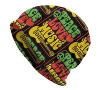 Hiver Chaud sans Bord Capuchon d’urinoir, Rasta Paix Amour Rock Musique Crânes Bonnets Roll Hippie Punk Chapeau Cool Ski Hommes Femmes Cap Chaud Double-Usage Bonnet Chapeaux à Tricoter