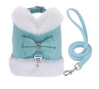 Hiver Chienne De Voyage Chaud Voyage De Marche Harness Lash Ensemble De Chien Mignon À Bowknot Gilet pour Shiba Inu Poodle Yorkshire Terrier, Blue,M