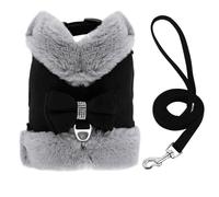 Hiver Chienne De Voyage Chaud Voyage De Marche Harness Lash Ensemble De Chien Mignon À Bowknot Gilet pour Shiba Inu Poodle Yorkshire Terrier,Noir,L
