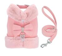Hiver Comfort Warm Cute Cute Bow Adjustable Nylon Dog Training Harness and Lash Set pour Labrador French Bulldog,Un,M