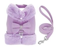 Hiver Comfort Warm Cute Cute Bow Adjustable Nylon Dog Training Harness and Lash Set pour Labrador French Bulldog,Violet,XS