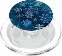 Hiver Cristal de Glace Bleu Clair Blanc Flocons de Neige PopSockets PopGrip pour MagSafe