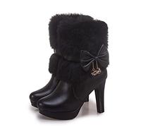 Hiver Femmes Bottes noël Bottines Talons Hauts Dames Chaussures Femme Chaud Bottes Courtes Bottes de Neige fête Mariage Chaussures Grande Taille 35-43,Noir,43 EU