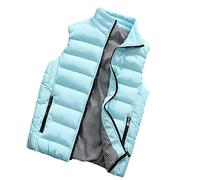 Hiver Hommes Gilets Coton Décontracté sans Manches Stand Épais Vêtements Hommes Gilet Veste Hommes Épaissir Gilet Hommes Sky Blue 4XL 90-95KG