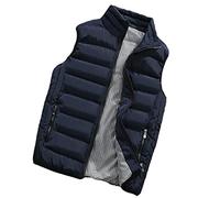Hiver Hommes Gilets Coton Décontracté sans Manches Stand Épais Vêtements Hommes Gilet Veste Hommes Épaissir Gilet Hommes Dark Blue L 52.5-62.5KG
