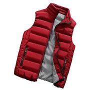 Hiver Hommes Gilets Coton Décontracté sans Manches Stand Épais Vêtements Hommes Gilet Veste Hommes Épaissir Gilet Hommes birght Red 4XL 90-95KG