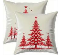 Hiver Housse Coussin 75x75cm Decoratif Housse Coussin Noël,Velours Taies d'oreillers Lot de 2,Rouge Taie Oreiller Double Face Impermé avec Fermeture éclair Invisible pour Salon Chambre Decor H409