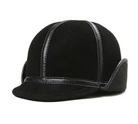 Hiver Men's Soft Le Cuir Court Bordure de Bombardier Chaud Chapeaux Masculins légers avec des Oreillettes bordées de Vent (Couleur: b, Taille: 58-59 cm)