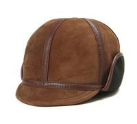 Hiver Men's Soft Le Cuir Court Bordure de Bombardier Chaud chapuchés Masculins légers avec des Oreillettes bordées de Vent (Couleur: A, Taille: 60-61 cm)