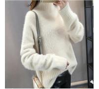 Hiver Moelleux Pull Femmes Pull En Vrac Épais Blanc Col Roulé Pull Femme Chandails Pour M