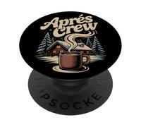 Hiver Neige Après Ski Cabine Crew Coffee Lodge Scène Montagne PopSockets PopGrip Adhésif