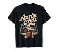 Hiver Neige Après Ski Cabine Crew Coffee Lodge Scène Montagne T-Shirt