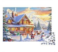 Hiver Noël Puzzle 1000 Pièces Maison Neige Papier pour Adultes Jeu Éducatif Détente Thème Père Noël Puzzle Papier 70x50cm/1000pcs