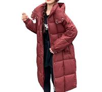 Hiver Nouveau Femme Version Coréenne Veste Rembourrée en Coton Femme Sur Le Genou Plus Longue Veste Rembourrée en Coton Ample Veste Doudoune Veste en Cuir Femme Rouge, rouge, L