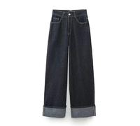 Hiver Nouveau Produit Femmes Nouvelle Mode Casual Veste en Jean Manteau Ourlet Bouclé Pantalon Ensemble-Bleu foncé_a-L