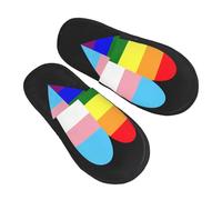 Hiver Pantoufles Cœur Du Drapeau Rainbow De La Fierté Transgenre Peluche Pantoufles D'Hôtel Unisexe Chausson Hotel Pour Automne Voyage Femmes M