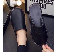 Hiver Pantoufles Femmes en Confort Maison Intérieur,Automne et hiver chaussures chaudes en cuir en coton, chaussons confortables antidérapants-noir_36-37,Pantoufles pour la Maison - Ultra-léger