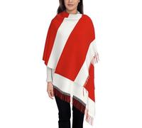 Hiver pour Femme Doux Chaud Toucher Châle Imitation Faux cachemire Écharpe Autriche Drapeau Pompons Mode Polyvalent pour Automne Hiver paiement,Blanc