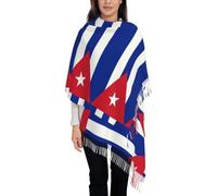 Hiver pour Femme Doux Chaud Toucher Châle Imitation Faux cachemire Écharpe Cuba Drapeau Pompons Mode Polyvalent pour Automne Hiver paiement,Rayures bleues