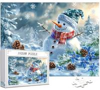 Hiver Puzzle 1314 Pièces Adultes, 5D DIY Puzzle Bonhomme de Neige Couleur Puzzles, Jigsaw Jeu éducatif Effrayant, Ddifficile pour Adultes avec Emballage Cadeau for Decoration Chambre Murale, Model225