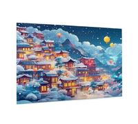 Hiver Puzzle 2000 Pièces Adultes Puzzle Ville Motif Design avec Emballage Cadeau pour Cadeau Femme, Activité Familiale Stimulante Débutants pour Decoration Chambre Murale Maison 99 x 70 cm -102Y