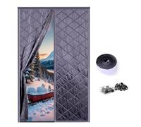 Hiver Rideau De Porte Isolant Thermique Froid Rideau De Protection Thermique Magnétique Bloque L'air Froid Fermeture Automatique Pour Cave Salon Chambre(Gris,W130*H220cm)