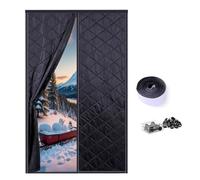 Hiver Rideau De Porte Isolant Thermique Froid Rideau De Protection Thermique Magnétique Bloque L'air Froid Fermeture Automatique Pour Cave Salon Chambre(Black,W125*H200cm)