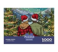 Hiver Romantique Puzzle 1000 Pièces Jeu Cadeau Unique Lover's Noël Puzzle À Faire Soi-même pour Décoration D'intérieur,Cadeaux pour Adultes Et Enfants À Partir De 12 Ans70x50cm/1000pcs