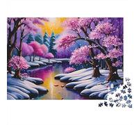 Hiver Sakura 1000 Pièces Puzzle pour Adultes Carton sans Odeur Anti-Stress pour S'amuser pour Débutants pour Cadeaux Corporatifs 70x50cm/1000pcs