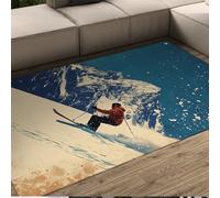 Hiver Sports extrêmes Thème Tapis 120 x 150 cm Ski de Montagne Design Tapis Lavable Doux Poils Bas Salon Chambre Salle de Classe