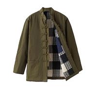Hiver Tang Costume Vestes Coton Manteaux matelassés Hommes épais Tai Tai Chi Uniforme Manches Longue Manches Chinese Vêtements Traditionnels Chemise, Chemise de vête green-3XL