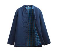 Hiver Tang Costume Vestes Coton Manteaux matelassés Hommes épais Tai Tai Chi Uniforme Manches Longue Manches Chinese Vêtements Traditionnels Chemise, Chemise de vête Blue-L