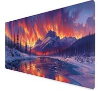 Hiver Tapis de Souris XXL 600 x 300 mm, Tapis Souris Aurore sous Main Bureau avec 3MM Bords Cousus, Imperméable Mouse Pad Base en Caoutchouc Antidérapant Surface pour Gamer, PC, Cadeau -yym25093W
