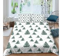 Hiver trees Linge de Lit Microfibre Hypoallergique 3 pièces 3D Effet Confortable Christmas forêt motif Parure de Lit avec 2 Taies d'oreiller Hypoallergique for Chambre Adulte Double（200x200cm）