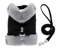 Hiver Warbing Bow Bow Chihuahua Yorkshire Pug French Bulldog Harness Leash Set Pet Adjustable Cat and Dog Clothes Vest,Noir,L