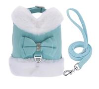 Hiver Warbing Bow Bow Chihuahua Yorkshire Pug French Bulldog Harness Leash Set Pet Adjustable Cat and Dog Clothes Vest,Bleu,S