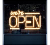 Hiverni néon de chambre Pour lampe néon Art suspendu pour enseignes au Nous sommes ouverts aux affaires à intensité variable 40 cm x 25(Beige)