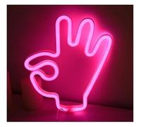 Hivernoi Lampe néon Lettres colorées Intérieur Luminaires Néon Arc-en-ciel OK Geste Mur Signe Chambre Décor Suspendu(Rose)