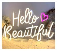 Hivernoi Lampe néon Luminaires Bonjour Belle Forme Néon Signe Mariage Fête D'anniversaire Vacances Lampe Décorative(2)