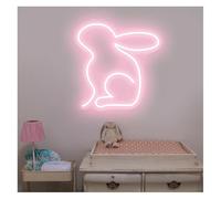 Hivernoi Lampe néon Néons lapin à luminosité réglable, 30 cm, parfaits pour une chambre d'enfant