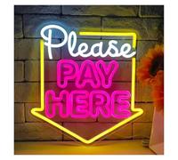 Hivernoi Lampe néon Veuillez payer ici pour le panneau néon Caisse de caisse Panneau LED pour décoration murale Boutique Centre commercial Restaurant Bar Supermarché