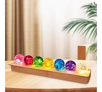 Hivexagon Décoration avec 7 Boules de Cristal craquelées et Base en Bois - Décoration de 40 mm - Ornement avec Boules de Cristal craquelées sur Glace - Meilleur Choix pour Offrir (Couleurs)