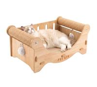 Hivexagon Lit pour chat d'intérieur avec possibilité de gratter - Tapis en sisal de 49 × 25 cm et deux colonnes à griffer, balles de jeu suspendues, lit pour chat toute l'année pour chats de petite et