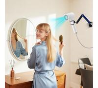 Hivexagon Support mural pour sèche-cheveux mains libres avec hauteur et inclinaison réglables et support universel pour un séchage sans effort