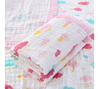 Hivia 110 * 110CM Couverture Bebe-Gaze de Coton 6 Plis Couverture Bebe Naissance，Cadeaux pour Les Nouveaux-nés Convient aux Bébés de Tous âges|Nuages